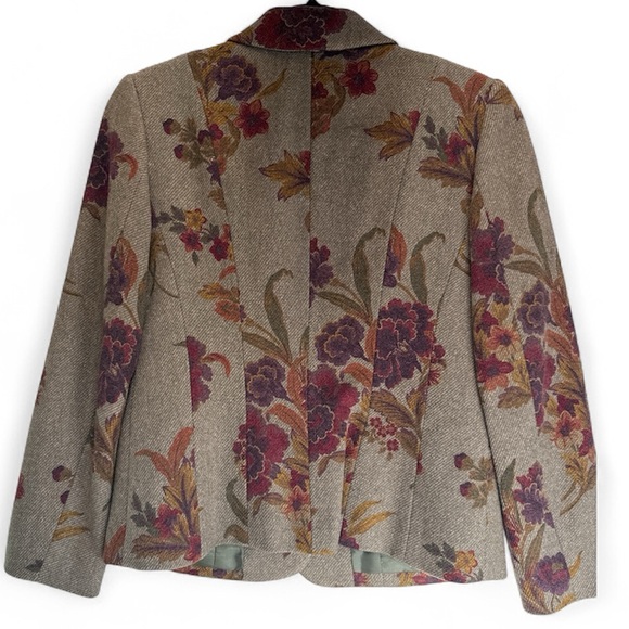 Pendleton Petite Floral Olive Green Wool Blend Jacket Size 6 - Picture 2 of 7